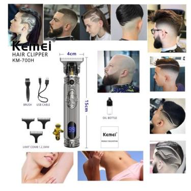 Imagem de Maquina Perfect Barber Visor Led Top Vintage KM700H Kemei Pro, Bivolt