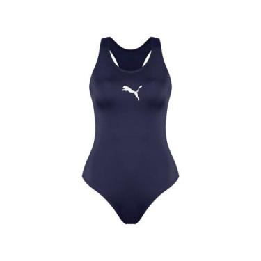 Imagem de Maiô Com Costas Nadador Básico Liso Com Logo Estampada Adulto Feminino