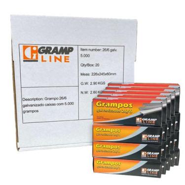 Imagem de Grampos Grampeador 26/6 com 5000 Grampos 20 Caixas - Gramp Line