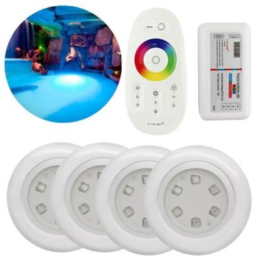 Imagem de Kit 4 Luminárias Led 12V De Piscina RGB 9W Com Controladora (Módulo Ce