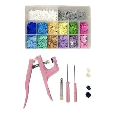 Imagem de Kit Alicate Rosa Para Aplicar Botão De Pressão Plástico + 280 Botões C