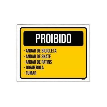 Imagem de Kit 5 Placa Sinalização - Proibido Andar Bibicleta Patins - Sinalizo