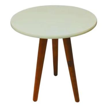 Imagem de 2 Mesinha Mesa Yumi Redonda 45cm Pe Palito 60cm Tripe - Jthome, Off wh