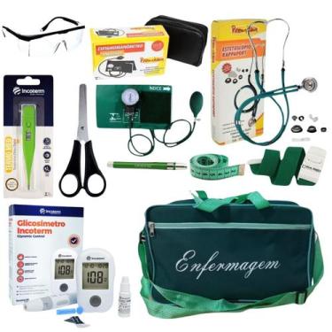 Imagem de Kit De Enfermagem verde Premium Com Medidor De Pressão Completo