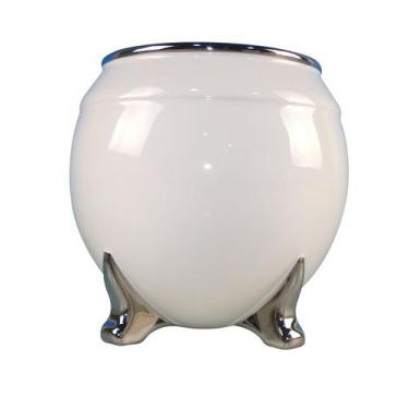 Imagem de Vaso de Cerâmica Floreiro Branco para Plantas Decoração 15cm - Zona Li