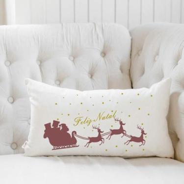 Imagem de Almofada Natural Retangular Serigrafada 30x50cm Natal Vermelha - FASTL