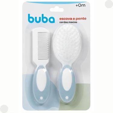 Imagem de Conjunto Escova e Pente Baby Cerdas Macias Azul 12642 - Buba