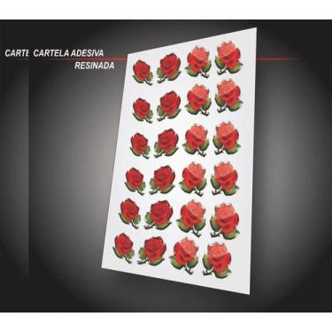 Imagem de Cartela Flores Feminino Com Resina Rosas Vermelhas 4cmx4cm - Resitank