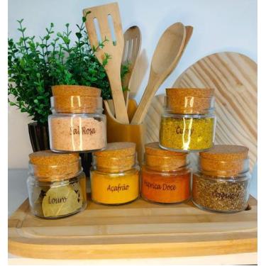 Imagem de Conjunto de Potes 215ml com rolha para temperos 6 und - Nadir