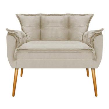 Imagem de Kit Namoradeira e 02 Poltronas Opala Base Giratória de Madeira Suede B