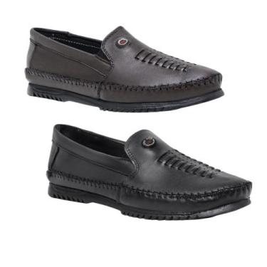 Imagem de Mocassim Casual Masculino Sapatilha Casual em Couro Legitimo KIT 2 PAR