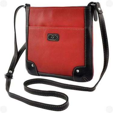 Imagem de Bolsa Tiracolo Feminina MONZA em Couro Galvani, Vermelho
