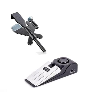 Imagem de Alarme de batente de porta com trava de porta portátil ajustável 120 dB Alarme de cunha de porta de viagem com 3 níveis de sensibilidade para hotel, casa, apartamento