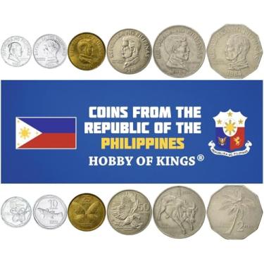 Imagem de 6 Coin Set from Philippines | 5 10 25 50 Sentimos 1 2 Piso Coin Set Collection | Melchora Aquino | Waling-Waling Flower | Francisco Baltasar | Butterfly | 1983-1994