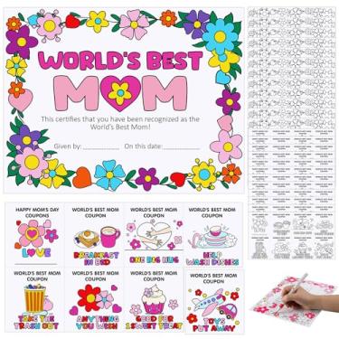 Imagem de Dunzoom 24 Sets Color Your Own World's Best Mom Certificate Award and Mothers Day Coupon Cards, Kids DIY Crafts Kit Gift Favor Card for Anniversary Mother's Day Birthday Gift Home Activities