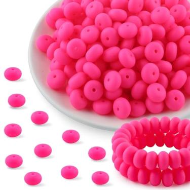 Imagem de Kovict 200 peças de contas de silicone de 14 mm, contas de lentilha de silicone para fabricação de pulseiras, contas espaçadoras de silicone para fabricação de chaveiros e contas de silicone de ábaco