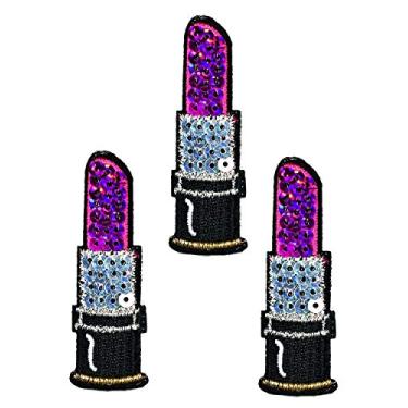 Imagem de Umama Conjunto de 3 remendos de lantejoulas e lábios de batom bordados, cor roxa, batom, beleza, desenho animado, crianças, costurar, roupas, vestido, planta, chapéu, jeans, aplique de costura,