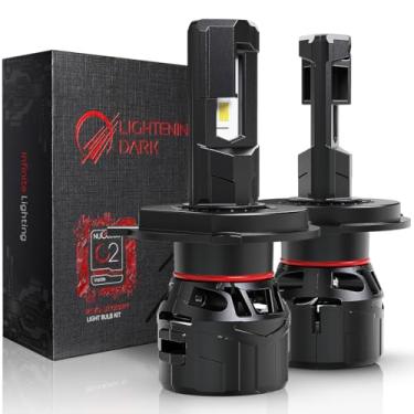 Imagem de LIGHTENING DARK Lâmpada H4, 9003 H4 Farol de neblina 600% mais brilhante Plug & Play 6500K Xenon Branco 360° Luz ajustável para carro com ventilador de refrigeração, pacote com 2