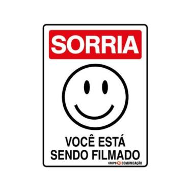 Imagem de Placa De Sinalização Sorria Você Está Sendo Filmado 15x20 Qi Comunicaç