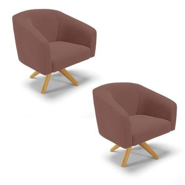 Imagem de Cadeira Sala De Jantar Giratória Ma30 Kit 2 Stella Veludo D03 - D`rossi Cor Rose