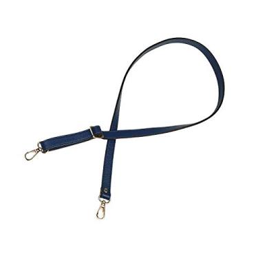 Imagem de VanEnjoy Bolsa transversal com alça de substituição ajustável de couro de flor integral, ferragens douradas de 66 a 129 cm - 1,8 cm de largura (metal preto e prata com gosto) (azul)