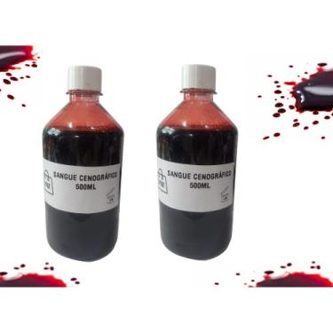 Imagem de Kit 2 Sangue Falso Artificial 500ML  p/ Festa, cosplay e efeitos espec
