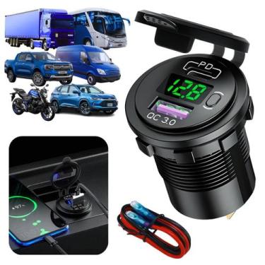 Imagem de Carregador automotivo Turbo USB PD carregamento turbo universal Displa