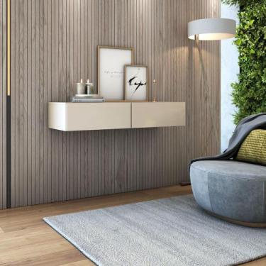 Imagem de bancada suspensa com 2 gavetas para decoração sala de estar hall de en