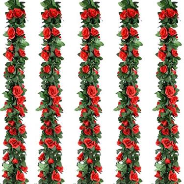 Imagem de AA BADBABY 5 Peças Guirlanda de Flores para Decoração de Videiras Artificiais com Flores Falsas Guirlanda Floral Decoração Videira de Flores para Festa de Jardim Decorações de Primavera (Total de 36 P