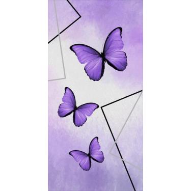 Imagem de Painel Sublimado Vertical Borboletas Roxas Aquarela Lilás Formas - Fab
