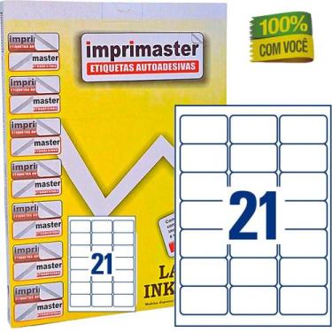 Imagem de Etiquetas Adesivas Imprimaster A4 63,5mm X 38,1mm 21 Etiquetas folha -