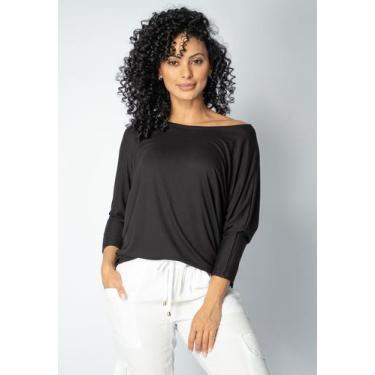 Imagem de Blusa Morcego Ampla Manga 3/4 Preta - Amazonia Vital