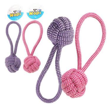 Imagem de Brinquedo Pet Bola Mordedora Corda Nó Forca Cabo de Guerra Mordedor p/