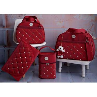 Imagem de Kit De Bolsa Mala Maternidade 4 Peças Super Luxo Peróla - wln magazine