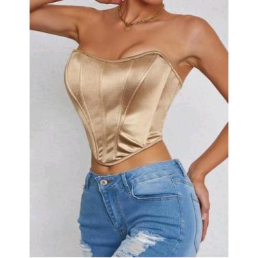 Imagem de Cropped corselet em cirre morcego cropt tendência - M&K Shop, Champagn