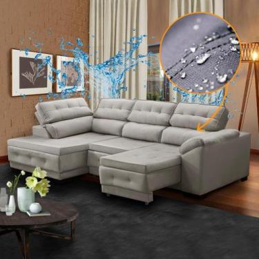 Imagem de Sofá com Chaise Retrátil Reclinável 5 Lugares 250x150Cm Luiza Impermea