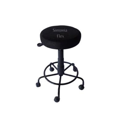 Imagem de Mocho estética com base de ferro com apoio de pé  com rodízio suede preto