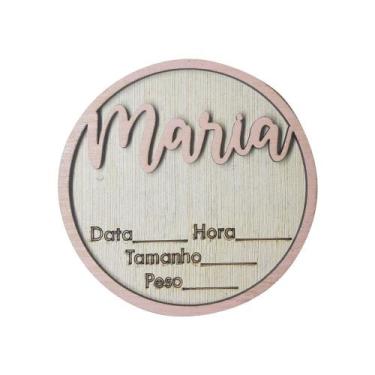 Imagem de Lembrancinha da Maternidade com Informações 8x8 Mod Feminino Mdf Madei