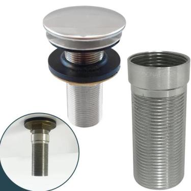 Imagem de Valvula Longa Com Prolongador 14cm Inox Para Cuba De Apoio Ralo de Pia