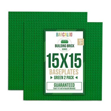 Imagem de 15 Inch x 15 Inch Baseplate for Building Bricks -Two Pack - Green Classic Baseplates Compatible with All Major Brands