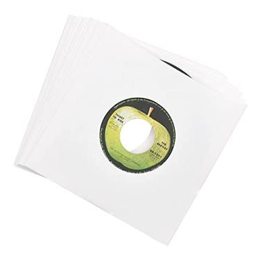 Imagem de Capas de papel internas para disco de vinil – Papel kraft branco antiestático capas de proteção premium sem ácido para disco de vinil de 18 cm – Pacote com 20