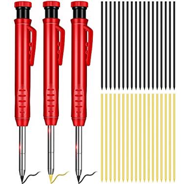 Imagem de Lapiseira de carpinteiro sólido com apontador e grafite para pisos de madeira, marcador, carpinteiro, desenho, arquiteto de madeira