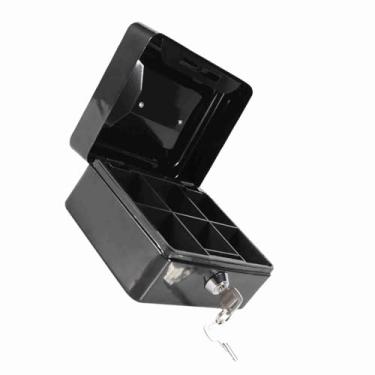 Imagem de Mini Cofre Portátil de Ferro para Dinheiro, Moeda de Segurança Com Fechadura, Novo para Casa, Escritório, Viagens (Tamanho Pequeno Preto)