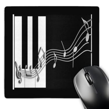 Imagem de 3dRose Mouse pad LLC 20 x 20 x 0,63 cm, notas musicais prateadas em teclas de piano (mp_24372_1)