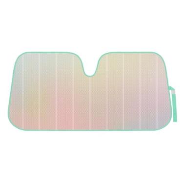 Imagem de BDK Para-brisa frontal branco fosco iridescente para-sol acordeão estilo dobrável sombra automática para carro, caminhão, SUV, blocos de furgão, raios UV, protetor de viseira de sol, fácil