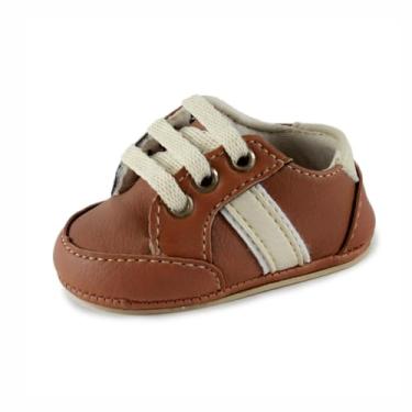 Imagem de Bebê-Sapatinhos recém-nascido primeiros passos forrado com tecido espumado14ao20 baby 1801B (Caramelo Branco Bege, BR, Bebê, Numérico, 17)