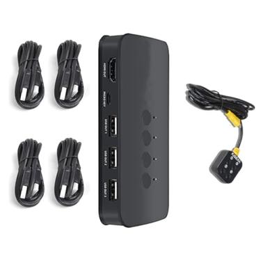 Imagem de Switcher HDMI KVM 4 em 1 para 4 monitores de compartilhamento de computador, com 2 modos de comutação, transferência de velocidade total