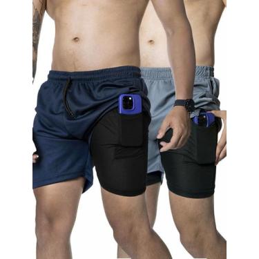 Imagem de Kit 2 Bermuda Short fit Masculina Academia Corrida c/ Compressão Elast