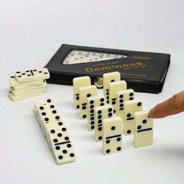 Imagem de Dominó Profissional De Osso Jogo Mais Estojo Com 28 Peças Clássico - m