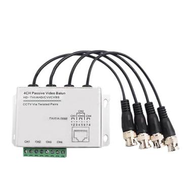 Imagem de Transceptor de balun de vídeo passivo de 4 canais, conversor de cabo BNC para Cat5/5E/6 RJ45 UTP